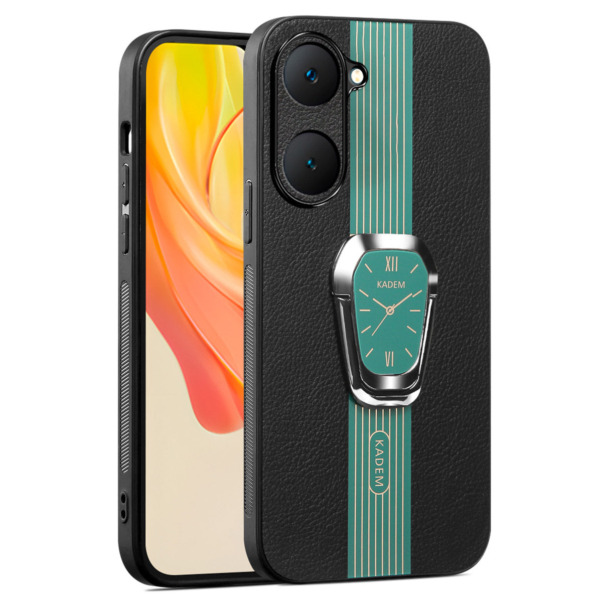 KADEM For vivo Y03 Shockproof Cover Folding Kickstand PU+TPU+Acrylic Electroplated Phone Case KADEM For vivo Y03 Shockproof Cover Folding Kickstand PU+TPU+Acrylic Electroplated Phone Case